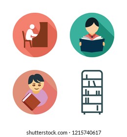 books icon set. vector set about studying, bookshelf and student icons set.
