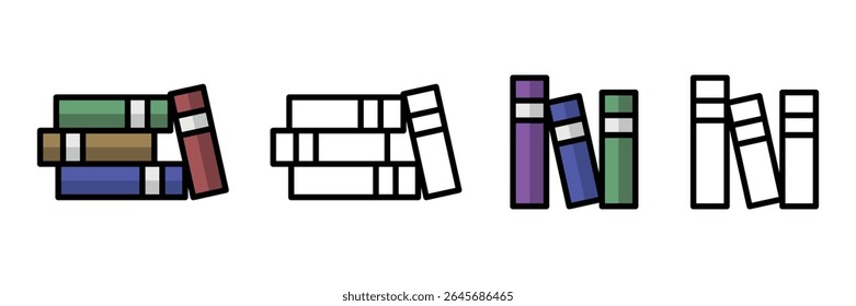 Conjunto de ícones Livros. Ilustração vetorial.