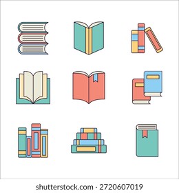 Conjunto de iconos de libros Ilustración vectorial