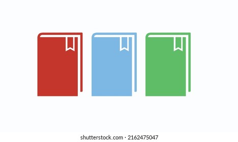 Books Icon Set. Vector isolated different color book illustration set 
