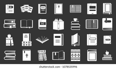 Books icon set vector white isolated on grey background 