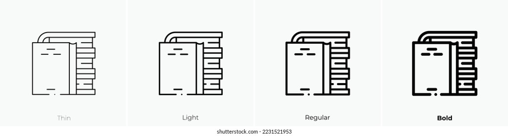 books icon. Thin, Light Regular And Bold style design isolated on white background