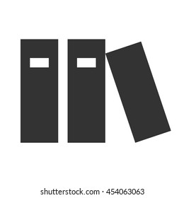 Books icon. Three books on a shelf. Simple flat logo of books on white background. Vector illustration.
