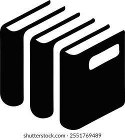 Vetor de Ícone de Livros. Símbolo preto plano. O pictograma é isolado sobre um fundo branco. Projetado para interfaces de software e Web.