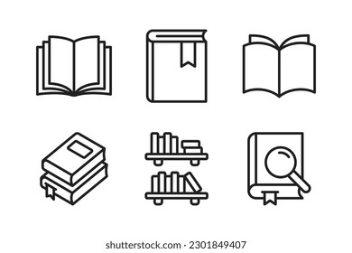 Books Icon Vector. Line Style Design.