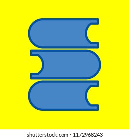 Books icon. Vector. Office style blue icon at yellow background.