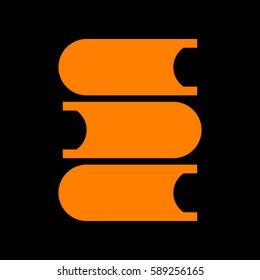 Books icon. Vector. Orange icon on black background. Fire.