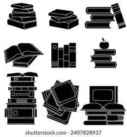 Books icon vector set. Library illustration sign collection. Archive symbol. Textbooks logo.