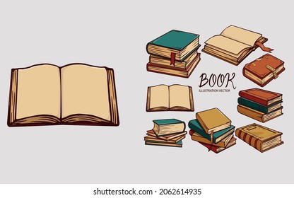 books icons classical 3d handdrawn sketch