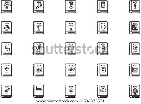 Books icons collection is a vector illustration with editable stroke.