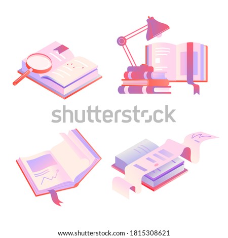 Books icons with different items