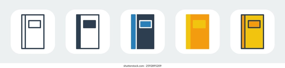 books icons with five different styles
