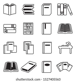 Books Icons. Line With Fill Design. Vector Illustration.