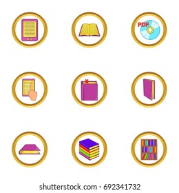 Books icons set. Cartoon set of 9 books vector icons for web isolated on white background