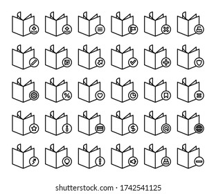 books icons set line design theme
