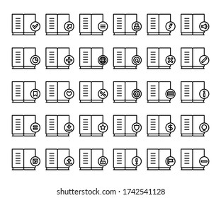 books icons set line design theme