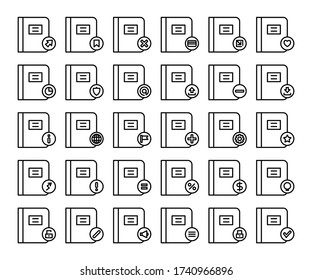 books icons set line theme