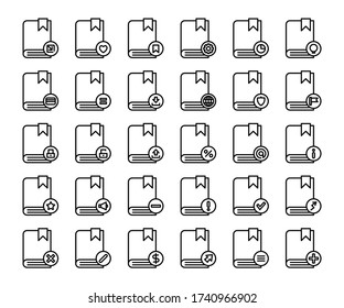 books icons set line theme