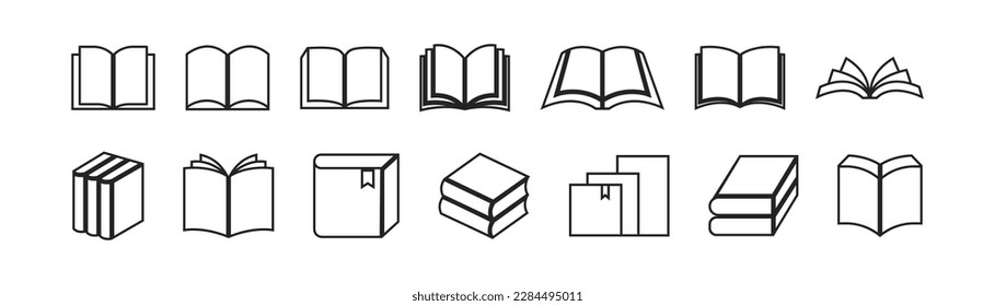 Books icons set. Linear icons.