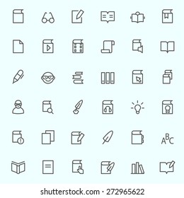 books icons, simple and thin line design