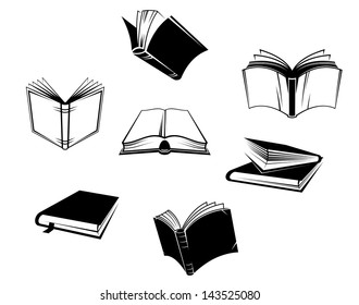 Books icons and symbols set isolated on white background or idea of logo. Jpeg version also available in gallery