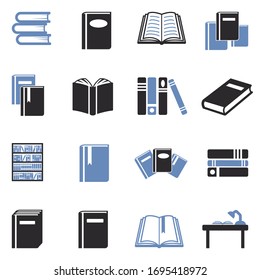 Books Icons. Two Tone Flat Design. Vector Illustration.