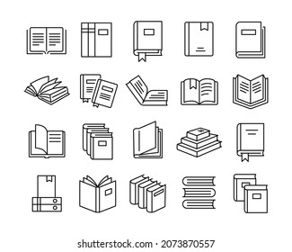 Books Icons - Vector Line Icons. Editable Stroke. Vector Graphic