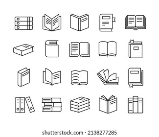 Libros Iconos - Línea de vectores. Stroke editable. 