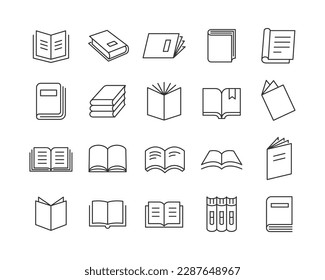 Libros Iconos - Línea de vectores. Stroke editable.