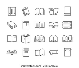 Libros Iconos - Línea de vectores. Stroke editable.