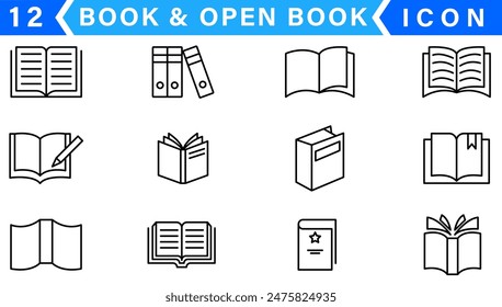 Books Icons - Vector Line. Editable Stroke.