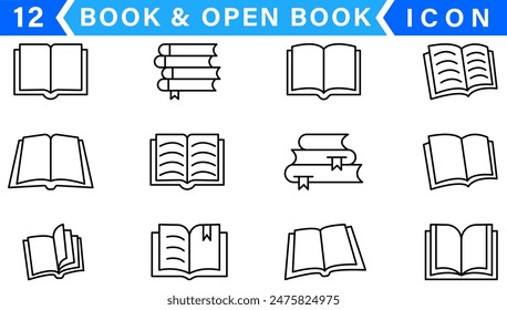 Books Icons - Vector Line. Editable Stroke.