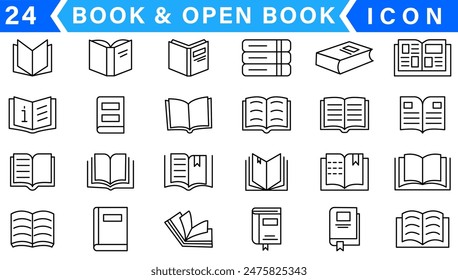 Books Icons - Vector Line. Editable Stroke.