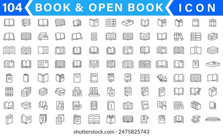 Books Icons - Vector Line. Editable Stroke.