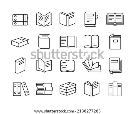 Books Icons - Vector Line. Editable Stroke. 