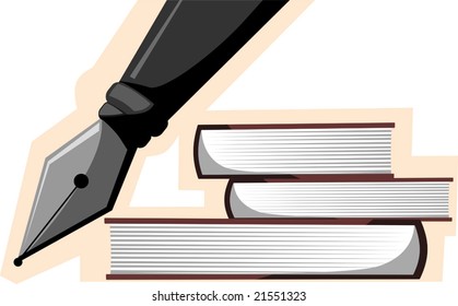  books and ink pen