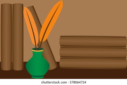 Books and inkwell