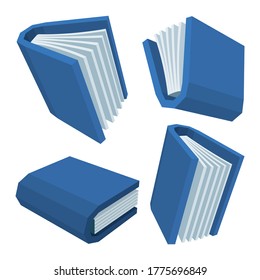 Books. Isometric cartoon style books illustrations in different view angles. Part of set.