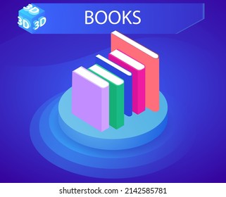 Books isometric design icon. Vector web illustration. 3d colorful concept