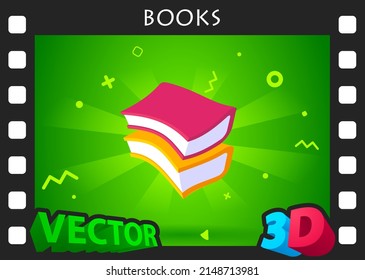 Books isometric design icon. Vector web illustration. 3d colorful concept