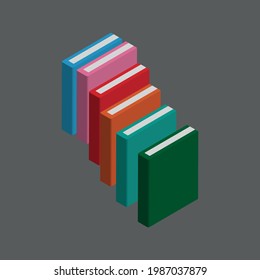 Books isometric icons. Books isometric 3d icon