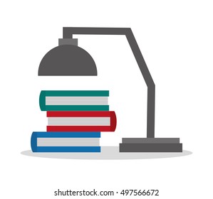 Books and lamp of office and work design