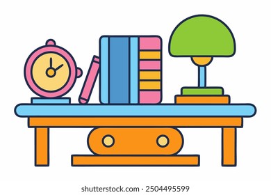Ein Buch und Lampe Tisch, Vektorgrafik in weißer Kunst Hintergrund Illustration.