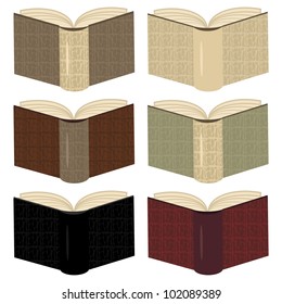 books in leather covers on white background