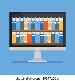 Books and lessons learned from the Internet, Vector illustration in flat style