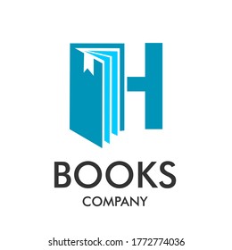 books letter logo design template illustration. suitable for education, app, mobile, multimedia, brand, collage, student, technology. this is font h