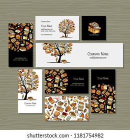 Books library, business cards design