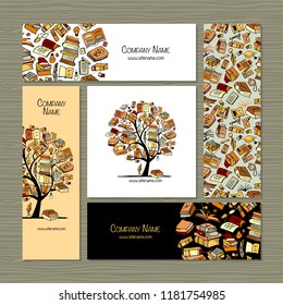 Books library, business cards design