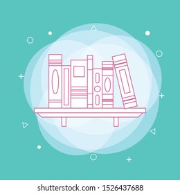 Books library flat design concept. Concept of line icon