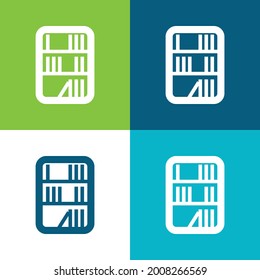Books In A Library Flat four color minimal icon set